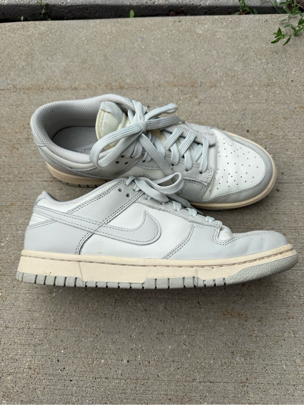 Nike Dunks Low-Top Sneakers in Light Gray and Off-White